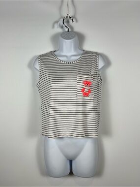 Arcan Striped Sleeveless Crop Top with Pink Bear Size S-M New With Tags